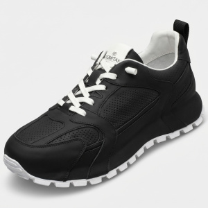 Кроссовки  Romitan  черный  кожа  F-401194