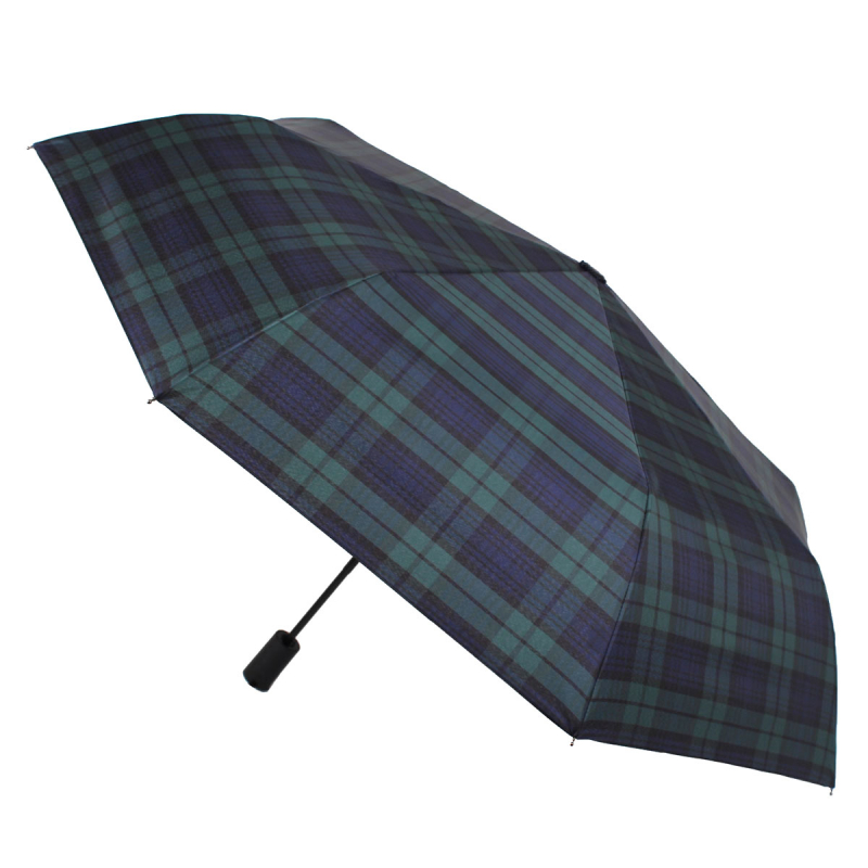 Фото Классический зелёный мужской зонт в синюю клетку