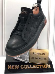 Фото Кеды  Romitan  черный  кожа F-300585