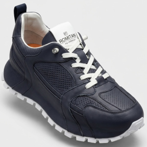 Кроссовки  Romitan синий кожа F-401195