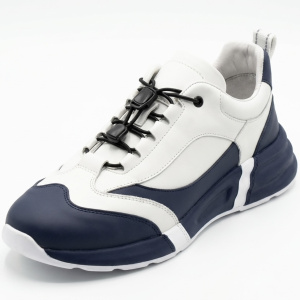 Кроссовки  Romitan  бело-синий  кожа  F-401069