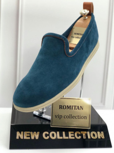 Фото Мокасины  Romitan  синий  замша F-300580