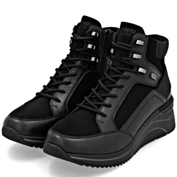 Фото Ботинки  Remonte  черный  кожа/текстиль Z-400828