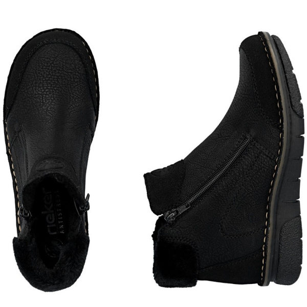 Фото Ботинки  Rieker  черный  кожа искусств./текстиль Z-401048 Фото Ботинки  Rieker  черный  кожа искусств./текстиль Z-401048