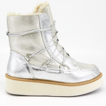 Ботинки  Betsy  серебряный  кожа искусств. Z-7488 фото в интернет-магазине | Omadey.ru