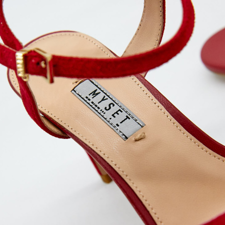 Босоножки  MYSET  красный  велюр F-91125 фото в интернет-магазине | Omadey.ru