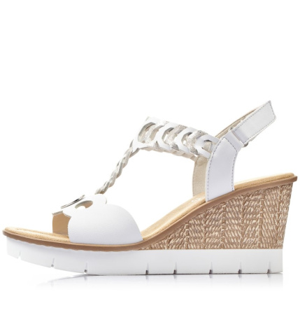 Босоножки  Rieker  белый  кожа искусств. F-80277 фото в интернет-магазине | Omadey.ru