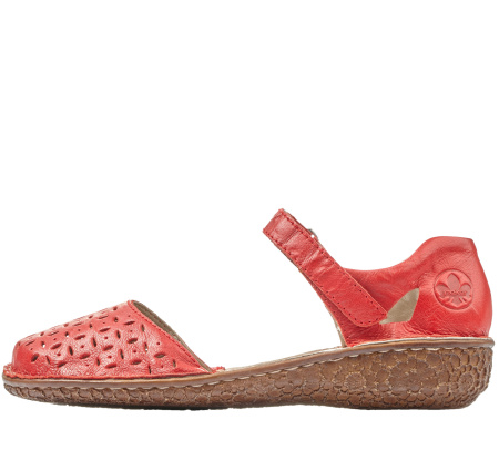 Туфли летние  Rieker  красный  кожа F-81040 фото в интернет-магазине | Omadey.ru