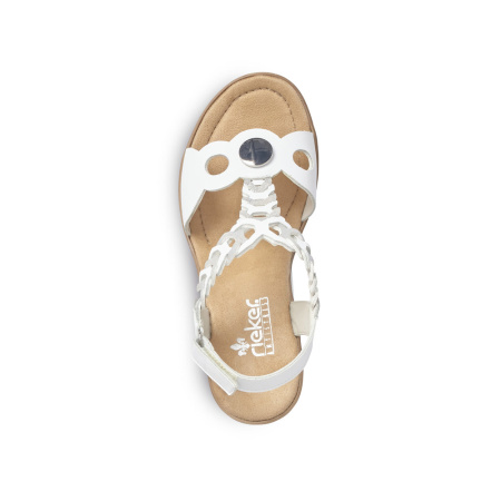 Босоножки  Rieker  белый  кожа искусств. F-80277 фото в интернет-магазине | Omadey.ru