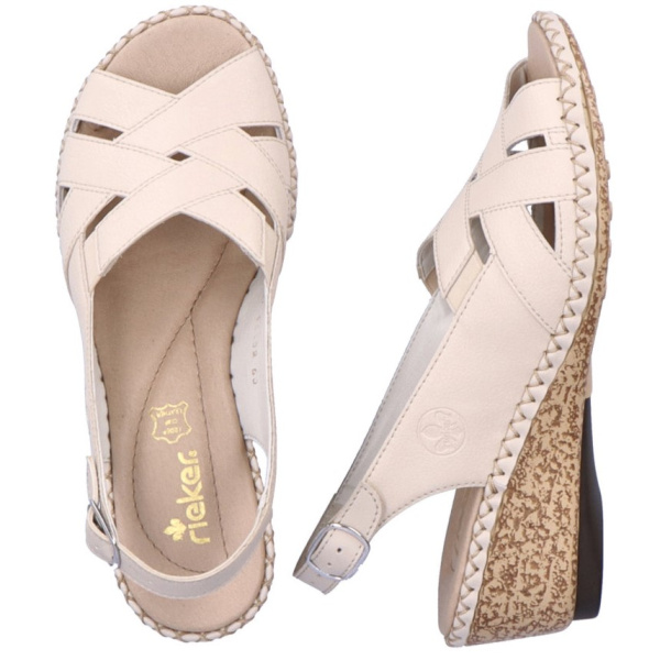 Фото Босоножки  Rieker  бежевый  кожа/кожа искусств. F-400122