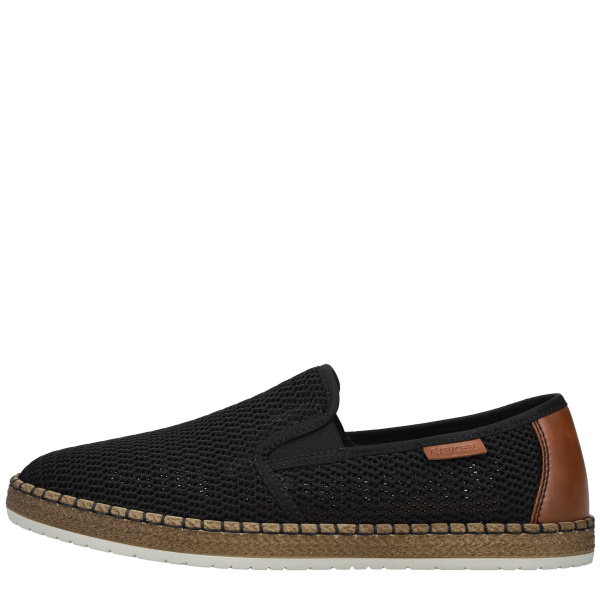 Фото Слипоны  Rieker  черный  кожа искусств./текстиль F-400140