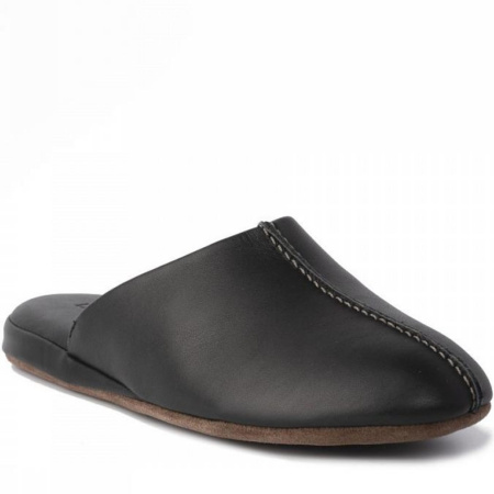 Домашние тапочки  Romer  черный  кожа Z-90668 фото в интернет-магазине | Omadey.ru