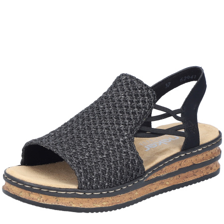 Босоножки  Rieker  черный  кожа искусств./текстиль F-401146 фото в интернет-магазине | Omadey.ru