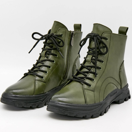 Ботинки  Madella  оливковый  кожа Z-100452