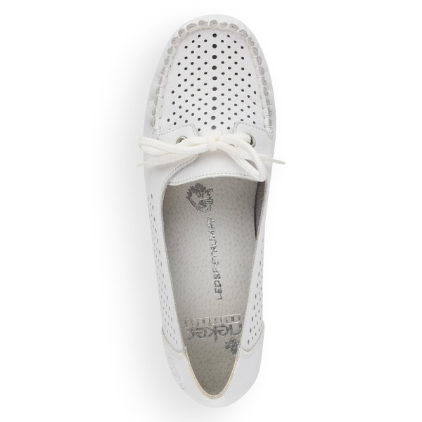 Фото Мокасины  Rieker  белый  кожа/кожа искусств. F-400072