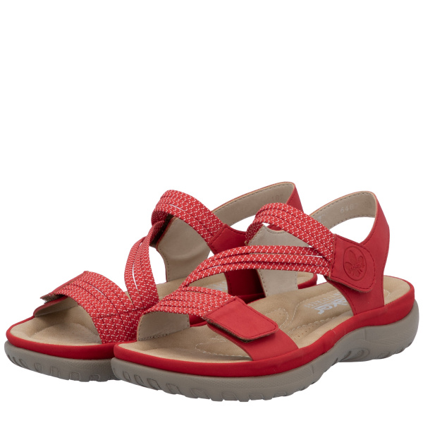 Фото Босоножки  Rieker  красный  кожа искусств./текстиль F-400592