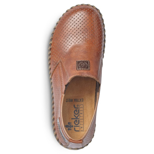 Фото Туфли летние  Rieker  коричневый  кожа/кожа искусств. F-300130