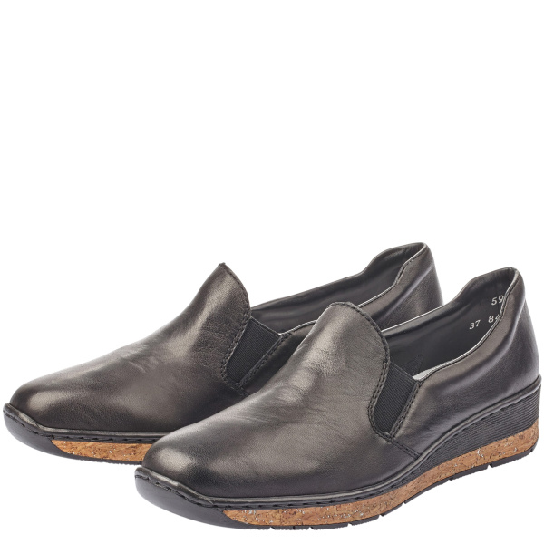 Фото Туфли  Rieker  черный  кожа F-400017