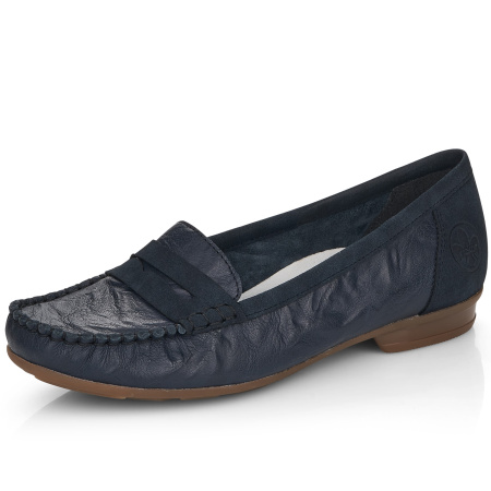 Мокасины  женские Rieker  синий  кожа/кожа искусств. F-100068 фото в интернет-магазине | Omadey.ru