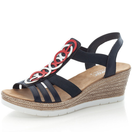 Босоножки  Rieker  синий  кожа искусств. F-90160 фото в интернет-магазине | Omadey.ru