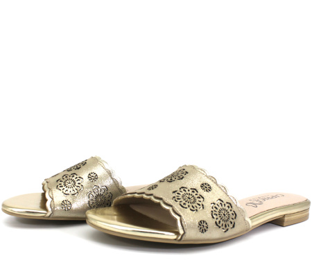 Шлепанцы  Caprice  золотой  кожа F-7572 фото в интернет-магазине | Omadey.ru