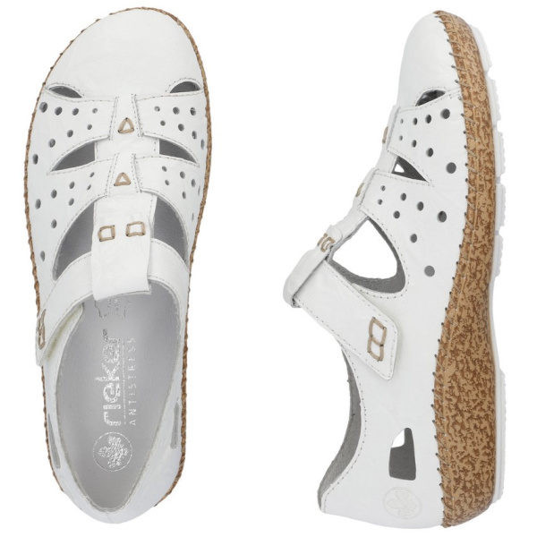 Фото Туфли летние  Rieker  белый  кожа F-400081