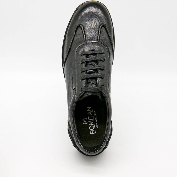 Фото Кроссовки  Romitan  черный  кожа Z-100634 мужские