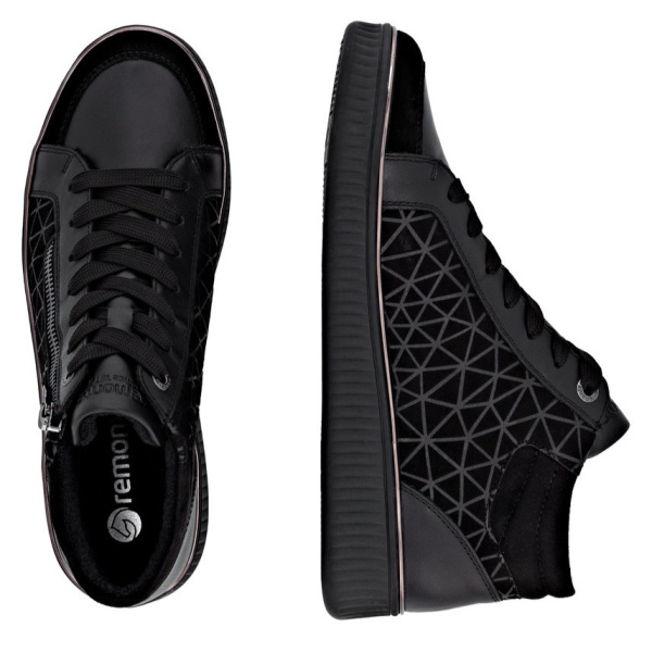 Фото Ботинки  Remonte  черный  кожа/текстиль Z-400836