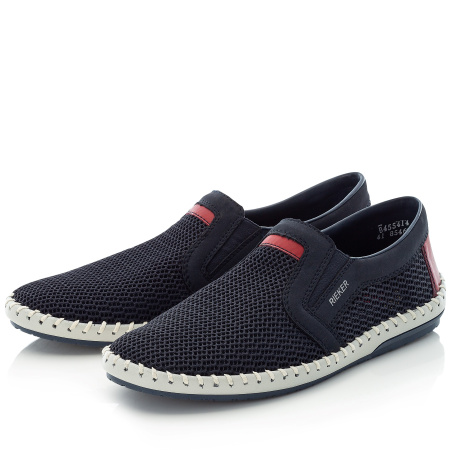 Слипоны  Rieker  синий  кожа искусств./текстиль F-100217 фото в интернет-магазине | Omadey.ru