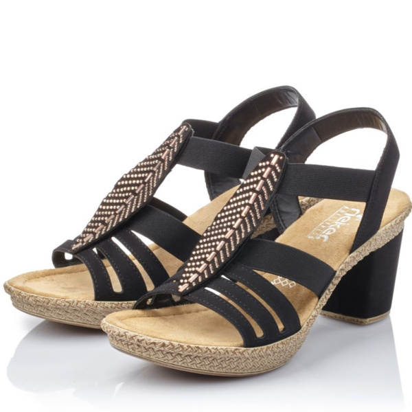 Фото Босоножки  Rieker  черный  кожа искусств. F-400123 Фото Босоножки  Rieker  черный  кожа искусств. F-400123