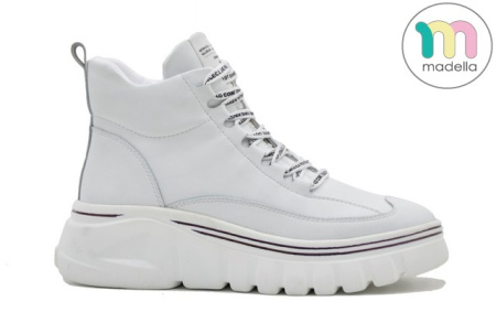 Ботинки  Madella  белый  кожа Z-100935 фото в интернет-магазине | Omadey.ru