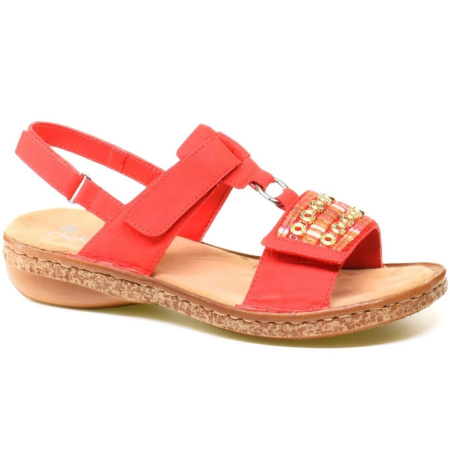 Сандалии  Rieker  красный  кожа искусств. F-91279 фото в интернет-магазине | Omadey.ru