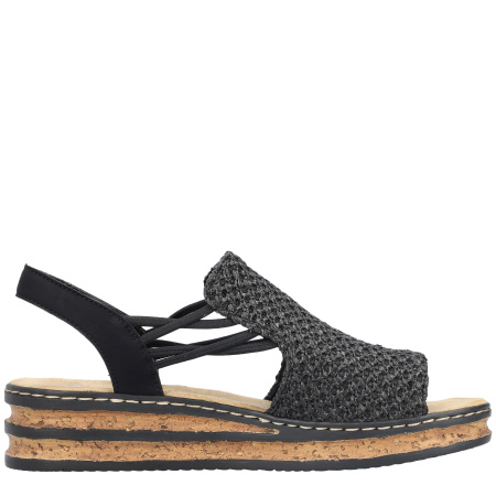 Босоножки  Rieker  черный  кожа искусств./текстиль F-401146 фото в интернет-магазине | Omadey.ru