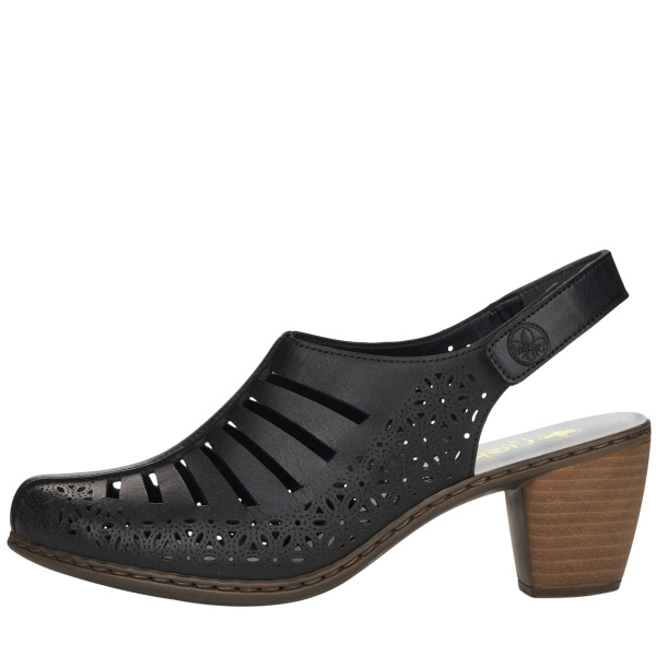 Фото Туфли летние  Rieker  черный  кожа/кожа искусств. F-400521