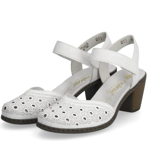 Фото Босоножки  Rieker  белый  кожа/кожа искусств. F-400075