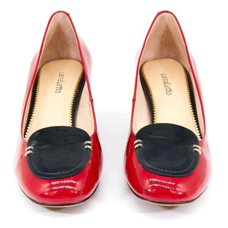 Туфли  Cavaletto  красно-чёрный  кожа лаковая F-80314 фото в интернет-магазине | Omadey.ru