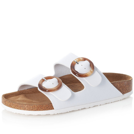 Шлепанцы  Rieker  белый  кожа искусств. F-90728 фото в интернет-магазине | Omadey.ru