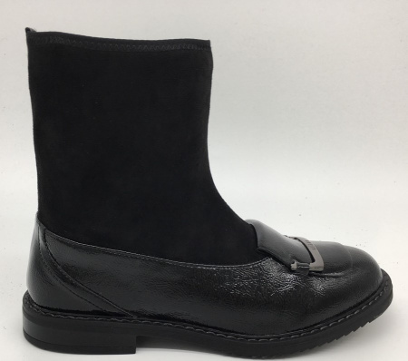 Ботинки  Keddo  черный  кожа лаковая искусств./текстиль Z-7483 фото в интернет-магазине | Omadey.ru