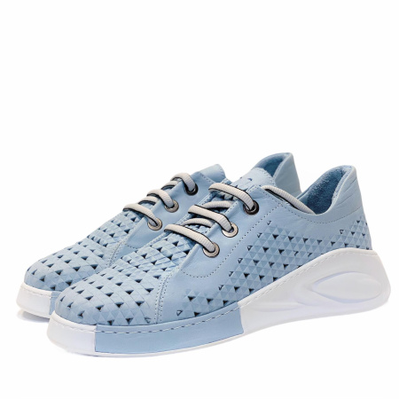 Кроссовки  Rovigo  голубой  кожа F-90811 фото в интернет-магазине | Omadey.ru