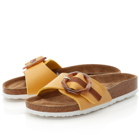 Шлепанцы  Rieker  желтый  кожа искусств. F-90729 фото в интернет-магазине | Omadey.ru