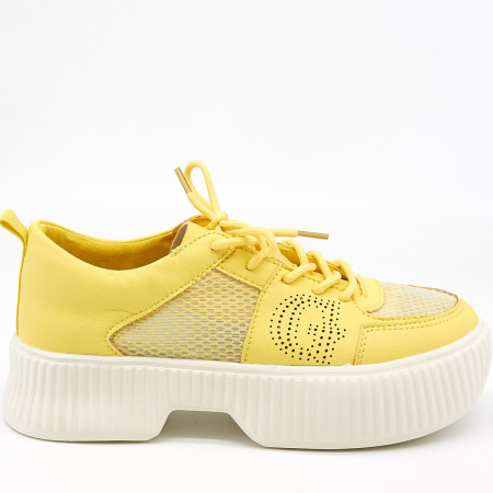 Кроссовки  Grunberg  желтый  кожа иск. Микрополитекс/текстиль F-81095 фото в интернет-магазине | Omadey.ru