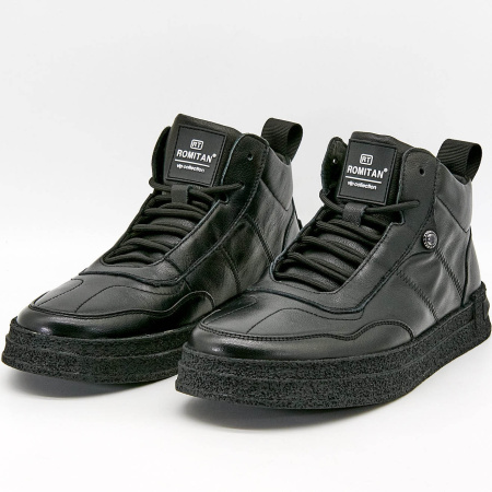 Ботинки  Romitan  черный  кожа Z-100697