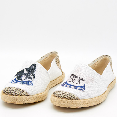 Слипоны  Semplice  белый  текстиль F-90923 фото в интернет-магазине | Omadey.ru