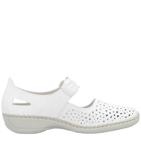 Фото Босоножки  Rieker  белый  кожа/кожа искусств. F-400476