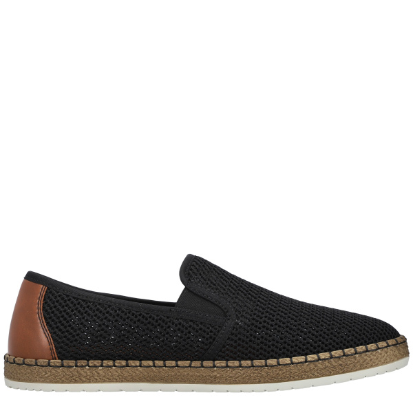 Фото Слипоны  Rieker  черный  кожа искусств./текстиль F-400140