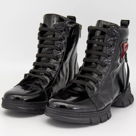 Ботинки  Bestello  черный  кожа лаковая Z-89212 фото в интернет-магазине | Omadey.ru