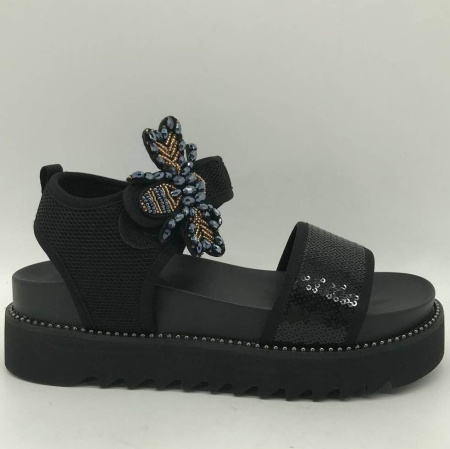 Сандалии  MYSET  черный  текстиль F-90939 фото в интернет-магазине | Omadey.ru