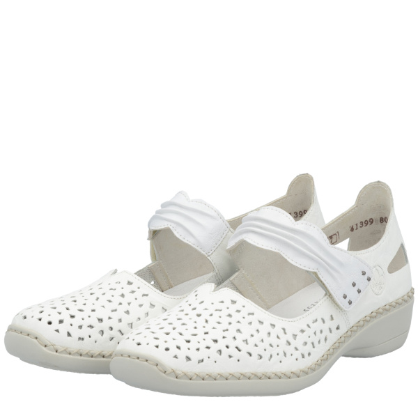 Фото Босоножки  Rieker  белый  кожа/кожа искусств. F-400476