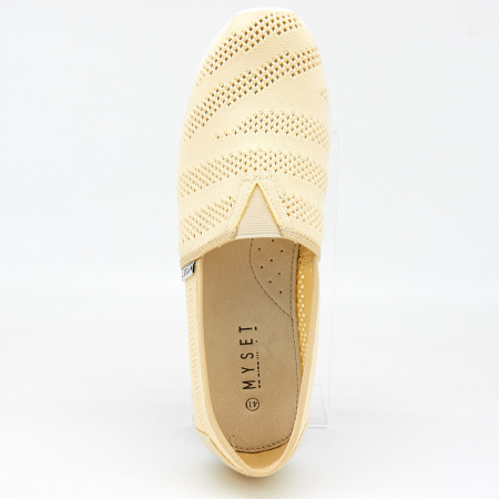 Слипоны  MYSET  бежевый  текстиль F-90935 фото в интернет-магазине | Omadey.ru