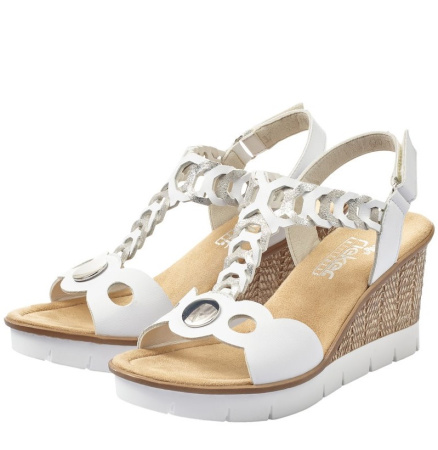 Босоножки  Rieker  белый  кожа искусств. F-80277 фото в интернет-магазине | Omadey.ru